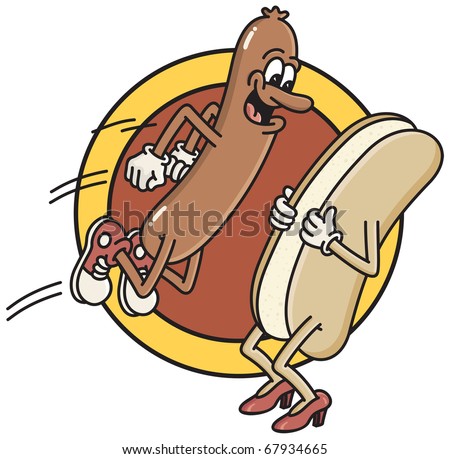 A smiling hot dog jumps into a waiting bun. Inspired by the classic drive-in movie intermission cartoon.