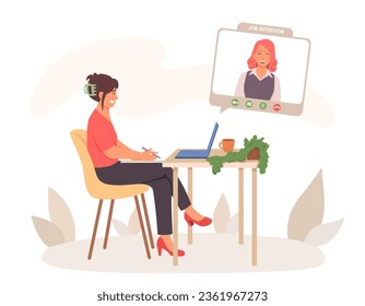 Entrevista de RRHH sonriente con un nuevo candidato. Aprobar cuestionarios, discutir el concepto de deberes de trabajo. Concepto de entrevista. Departamento de Recursos Humanos. Ilustración vectorial plana en estilo de dibujos animados
