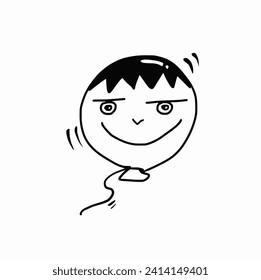 Sonriente imagen vectorial dibujada a mano en globo facial humano aislada en fondo blanco