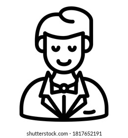 Smiling husband icon. Outline smiling husband vector icon for web design isolated on white background