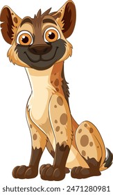 Smiling hyena with big eyes and spots