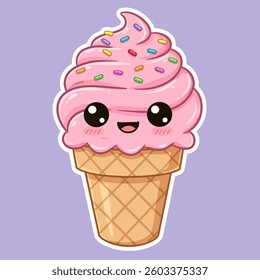 Smiling Ice Cream Character - Vector Art