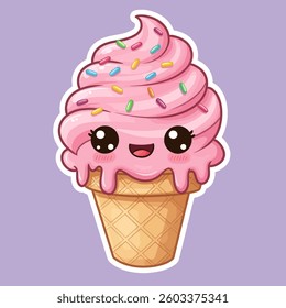 Smiling Ice Cream Character - Vector Art