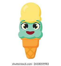 Smiling ice cream cone illustration