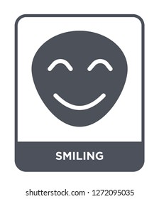 smiling icon vector on white background, smiling trendy filled icons from Emotions collection, smiling simple element illustration