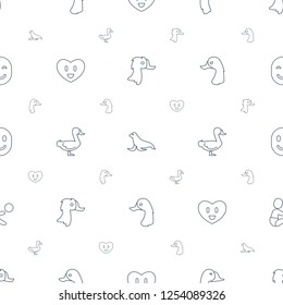 smiling icons pattern seamless white background. Included editable line goose, seal, heart face, smiling emot, baby playing with toy icons. smiling icons for web and mobile.