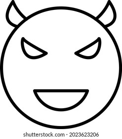 Smiling imp Face Vector Line Icon Design

