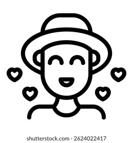 Smiling influencer icon outline vector. Media content. Digital online