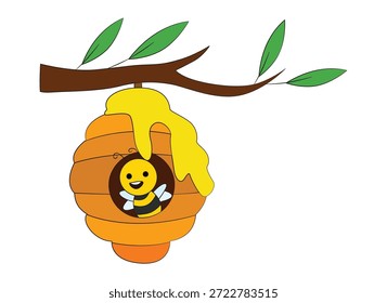 Smiling from inside the bee hive vector illustration