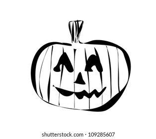 smiling jack o lantern isolated on white background