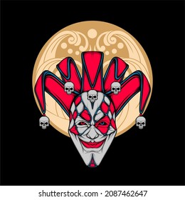 smiling jester head with awesome background