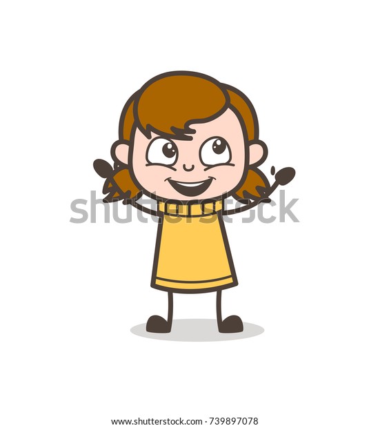 Smiling Joy Cute Cartoon Girl Illustration Stock Vector (Royalty Free ...