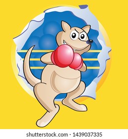 Smiling kangaroo with box gloves