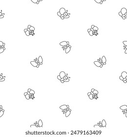 Smiling kawaii butterfly. Seamless pattern. Coloring Page. Cute cartoon funny insects. Hand drawn style. Vector drawing. Design ornaments.