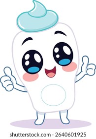 Smiling Kawaii Teeth Giving Thumbs Up with Toothpaste Hair Vector