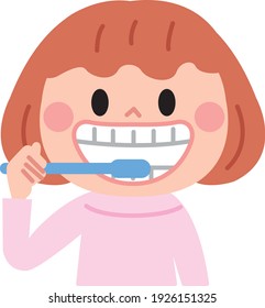 A smiling kid brushing his teeth 
