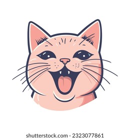 Smiling kitten design over white