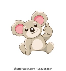 Smiling koala showing thumbs up