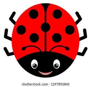 Smiling ladybird. Ladybug icon in flat style. Vector illustration.