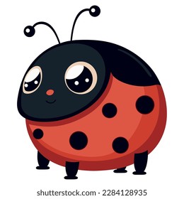 Smiling ladybug cute cartoon characters isolated