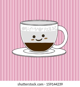 Smiling latte coffee cup - cute cartoon