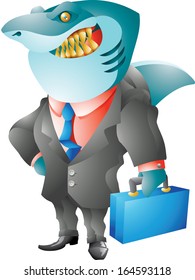 Smiling lawyer shark in a suit