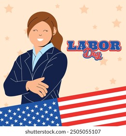 Smiling lawyer worker celebrating Labor Day Vector