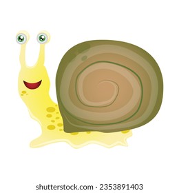 smiling lazy crawling spotty yellow grape snail