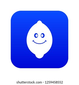 Smiling lemon fruit icon digital blue for any design isolated on white vector illustration