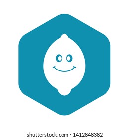 Smiling lemon fruit icon in simple style isolated vector illustration