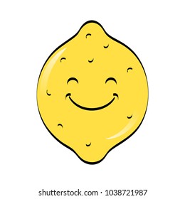 Smiling lemon on white background