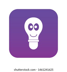 Smiling light bulb with eyes icon digital purple for any design isolated on white vector illustration