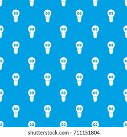 Smiling light bulb with eyes pattern repeat seamless in blue color for any design. Vector geometric illustration
