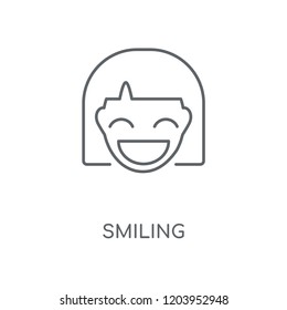 Smiling linear icon. Smiling concept stroke symbol design. Thin graphic elements vector illustration, outline pattern on a white background, eps 10.