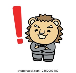 Smiling lion businessman whose problem has been solved.