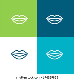 Smiling lips green and blue material color minimal icon or logo design