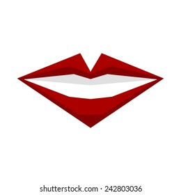 smiling lips in low poly style