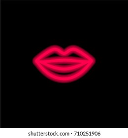 Smiling lips red glowing neon ui ux icon. Glowing sign logo vector