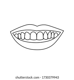 Smiling Lips Teeth Black Outline On Stock Vector (Royalty Free ...