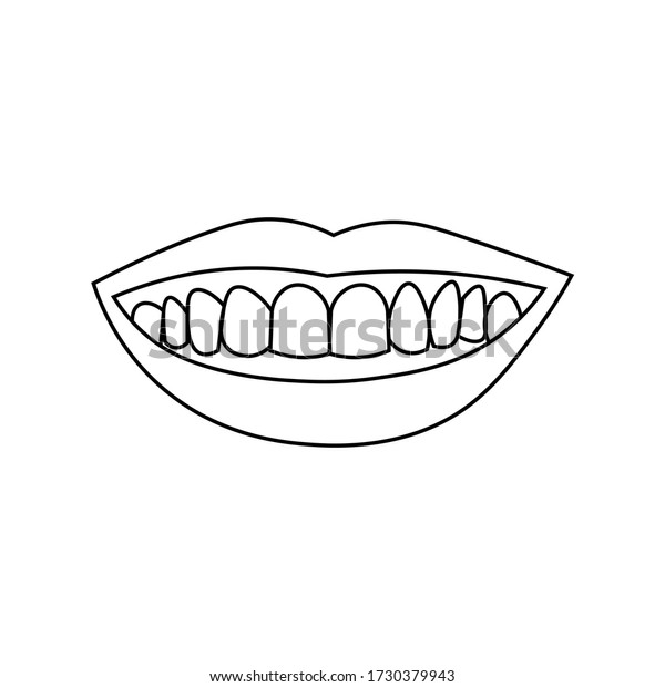 Smiling Lips Teeth Black Outline On Stock Vector (royalty Free 