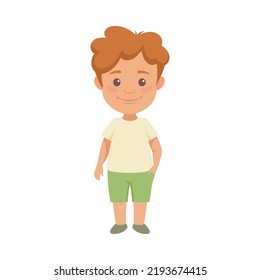 Smiling Little Boy Character Green Shorts Stock Vector (Royalty Free ...