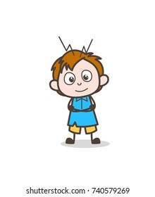 Smiling Little Boy Face - Cute Cartoon Kid Vector

