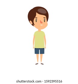 Smiling little child. Cheerful elementary school student, kindergarten pupil cartoon character. Kid flat vector illustration.