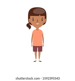Smiling little child. Cheerful elementary school student, kindergarten pupil cartoon character. Kid flat vector illustration.
