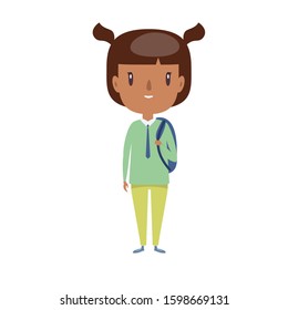 Smiling little child. Cheerful elementary school student, kindergarten pupil cartoon character. Kid flat vector illustration.