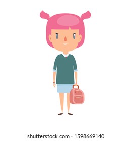 Smiling little child. Cheerful elementary school student, kindergarten pupil cartoon character. Kid flat vector illustration.