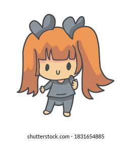 Smiling Little Girl Who Has Two Hair Tie Up