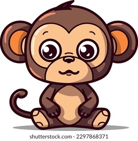 Smiling little monkey cartoon image, vector illustration