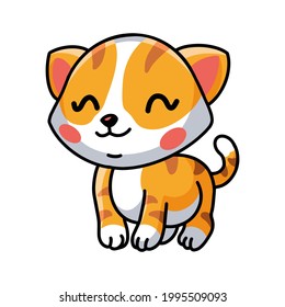 Smiling little orange cat cartoon