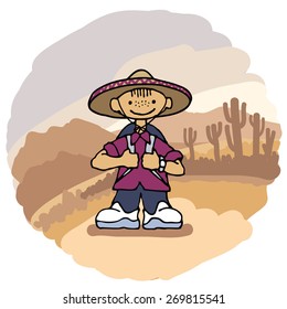 Smiling little traveler in Mexico
